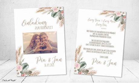 Einladungskarten Hochzeit Bohemian mit Foto