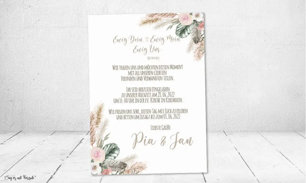 Einladungskarten Hochzeit Bohemian mit Foto