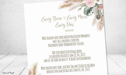 Einladungskarten Hochzeit Bohemian mit Foto