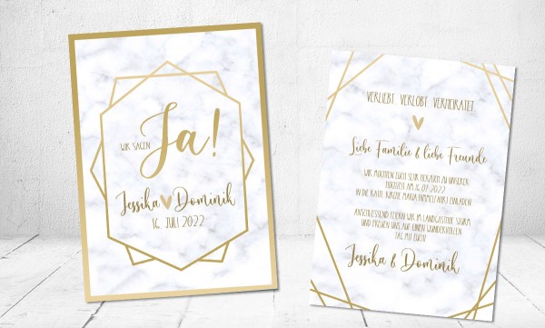 Einladungskarten Hochzeit Gold Boho Vintage