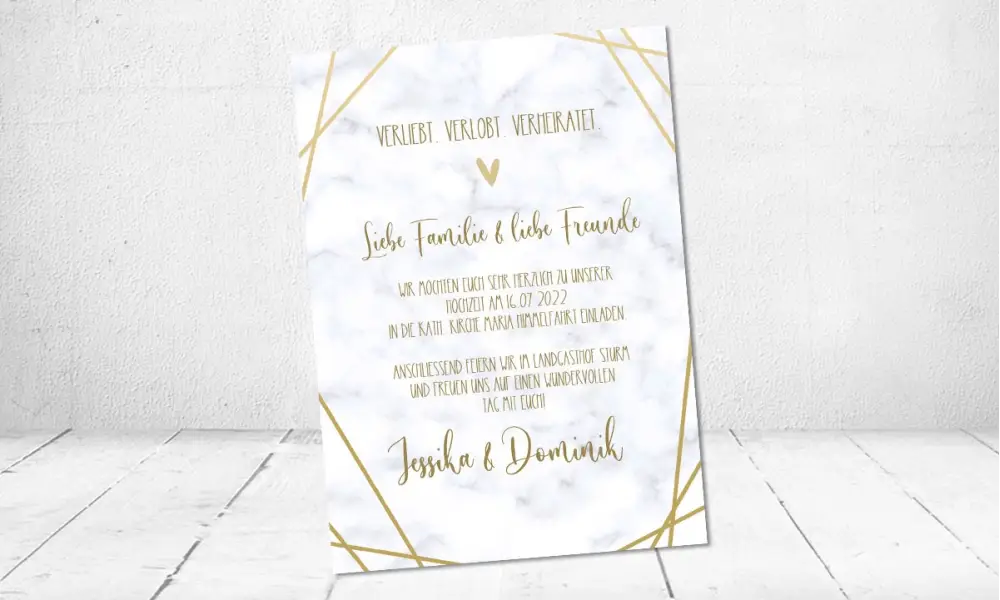 Einladungskarten Hochzeit Gold Boho Vintage