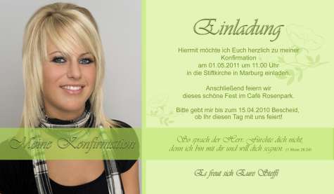 Einladung Kommunion / Konfirmation, Fotokarte 10x18 cm, gelb