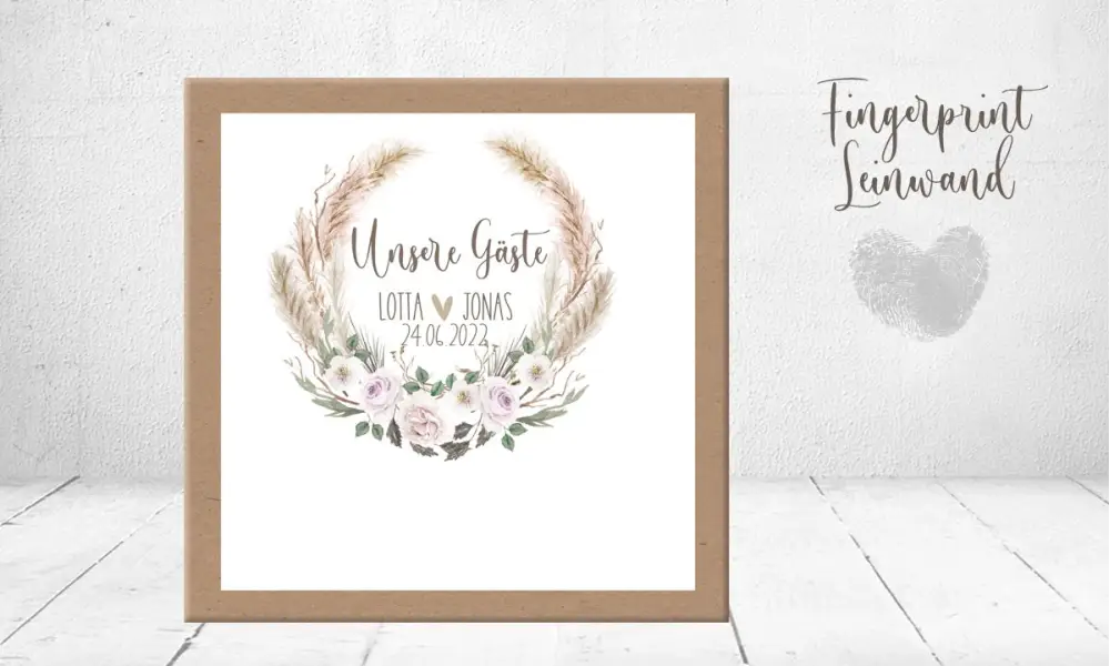 Fingerprint Leinwand Hochzeit Boho Fingerabdruck Gästebuch
