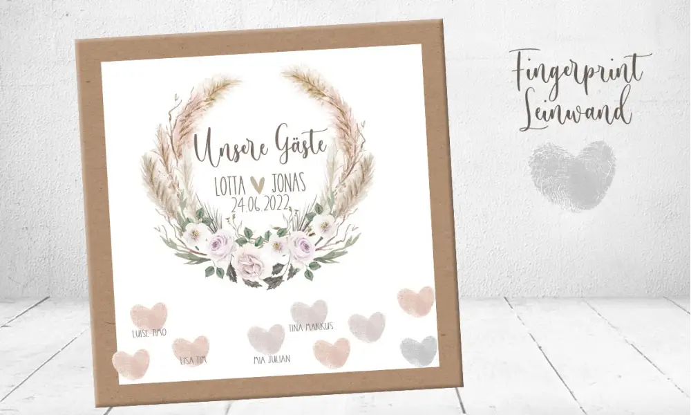 Fingerprint Leinwand Hochzeit Boho Fingerabdruck Gästebuch