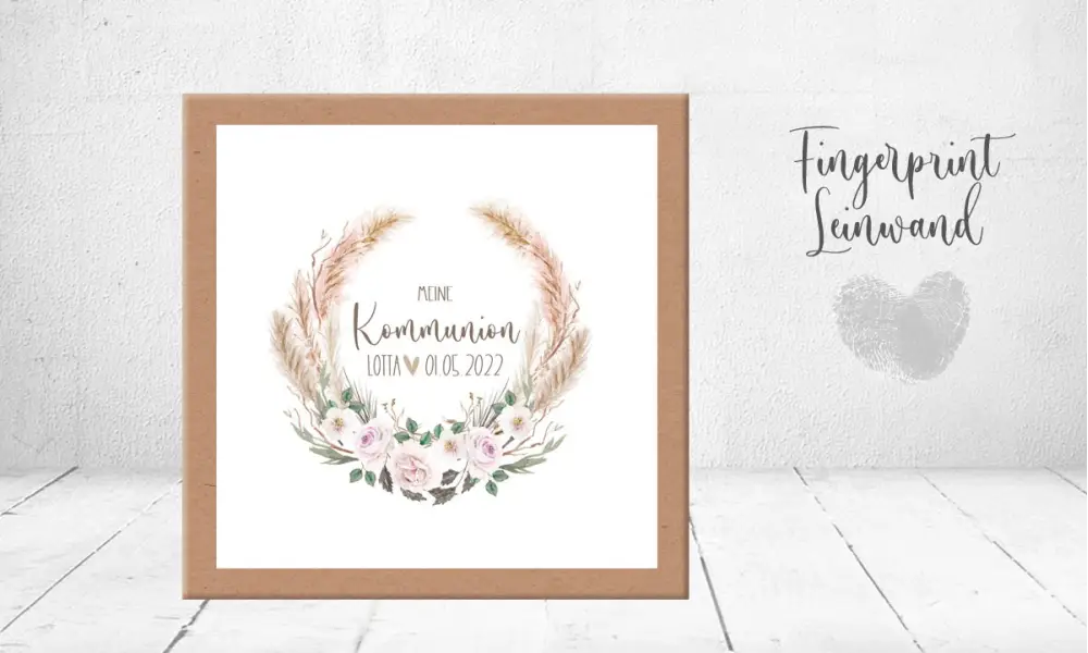 Fingerprint Leinwand Kommunion Boho Fingerabdruck Gästebuch