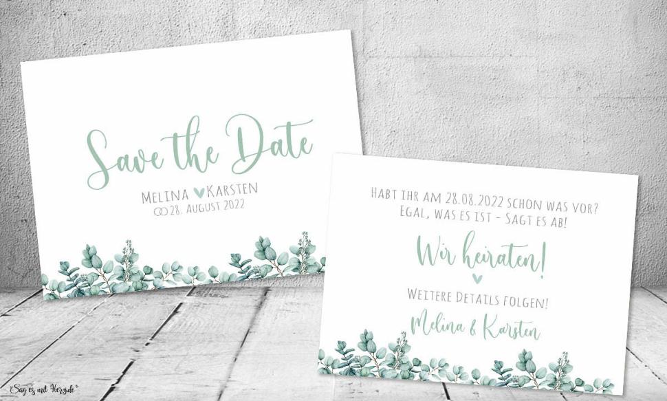 Save the Date Einladung Hochzeit Eukalyptus