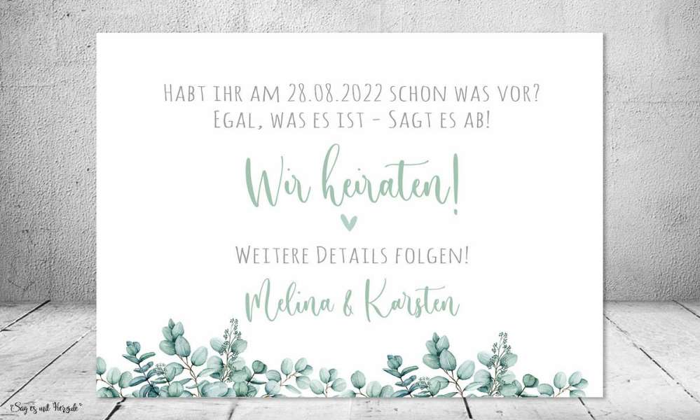 Save the Date Einladung Hochzeit Eukalyptus