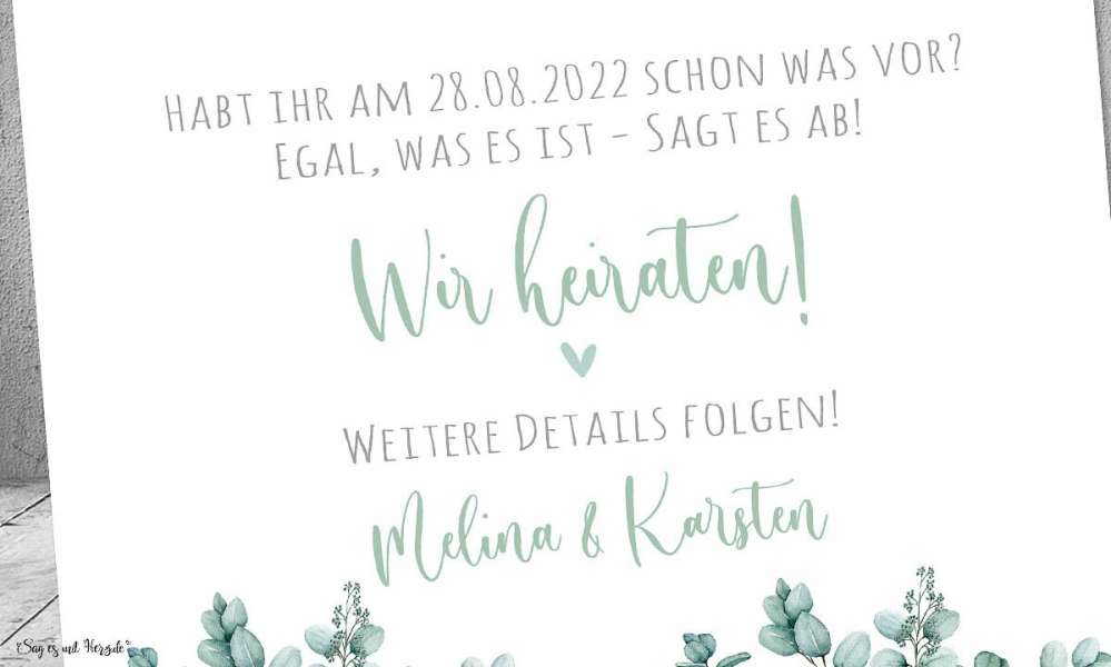 Save the Date Einladung Hochzeit Eukalyptus