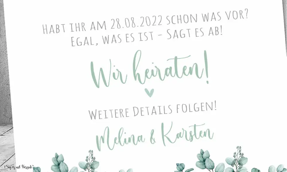Save the Date Einladung Hochzeit Eukalyptus