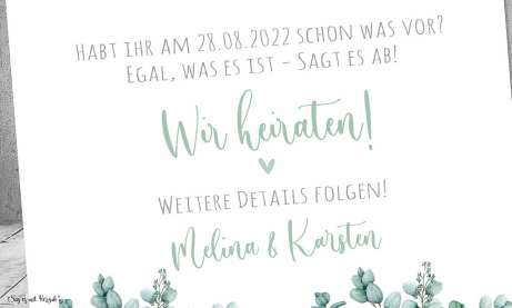 Save the Date Einladung Hochzeit Eukalyptus