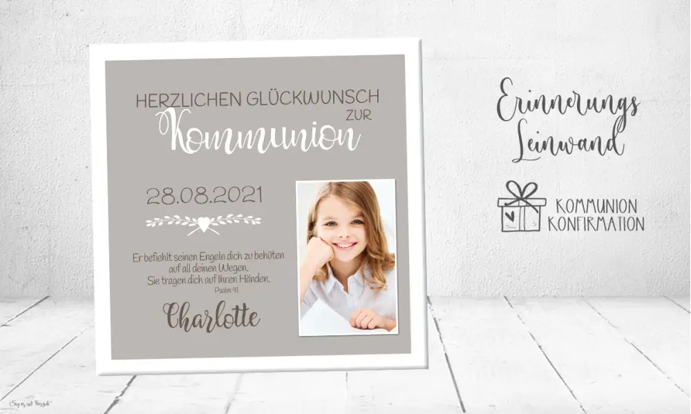 Geschenk Kommunion Konfirmation Leinwand Konfirmationsspruch