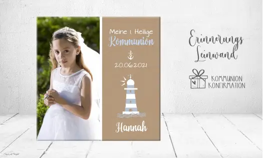 Geschenk Kommunion Konfirmation Erinnerung persönlich Leuchtturm