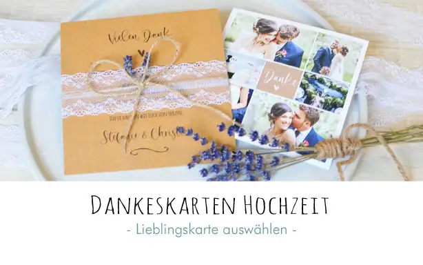 Dankeskarten Hochzeit Kraftpapier viele Fotos