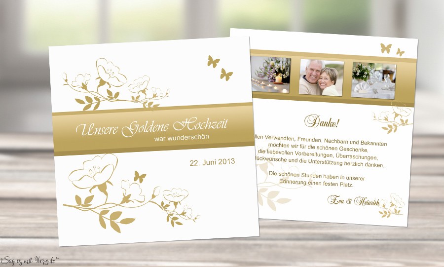 Danksagungskarten Silberhochzeit Goldene Hochzeit, Karten, Danksagungen