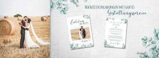 Wundervolle Greenery Einladungskarten zur Hochzeit mit gratis Gestaltungsservice 100 & Zufriedenheit garantiert